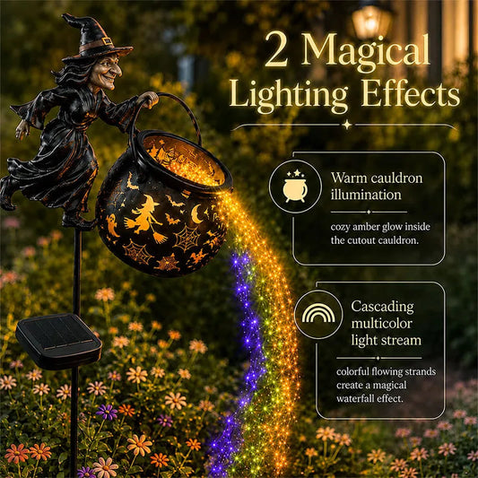 🎉 Halloween Early Bird Sale 60% 🧙♀️Halloween Witch Cauldron Solar-powered Garden Light