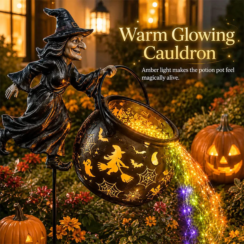 🎉 Halloween Early Bird Sale 60% 🧙‍♀️Halloween Witch Cauldron Solar-powered Garden Light