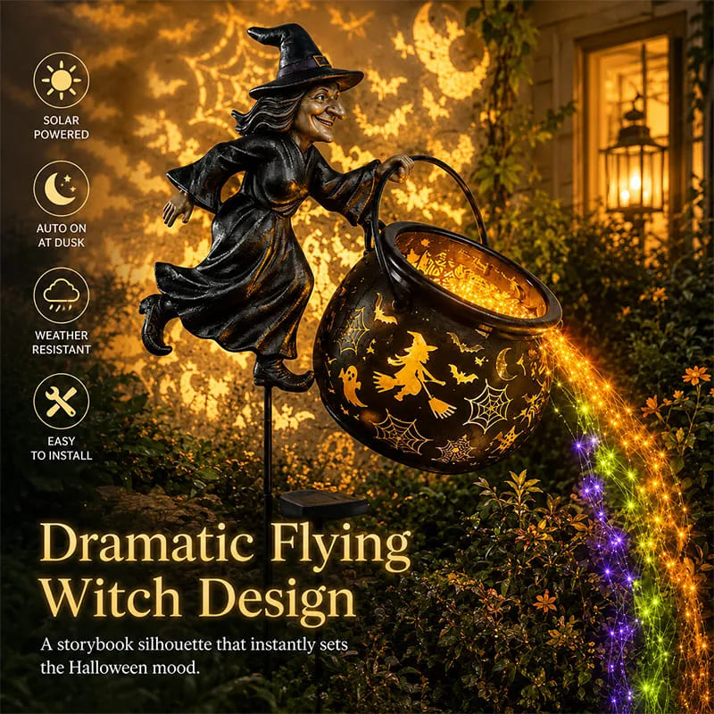 🎉 Halloween Early Bird Sale 60% 🧙‍♀️Halloween Witch Cauldron Solar-powered Garden Light