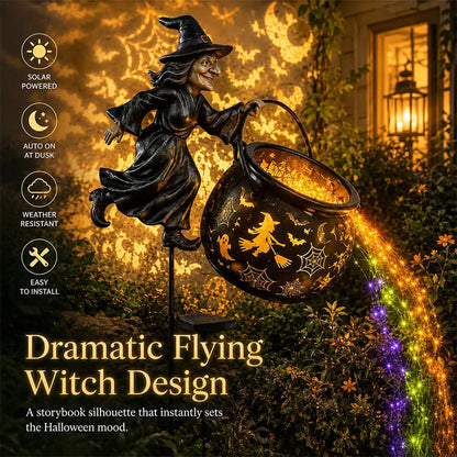 🎉 Halloween Early Bird Sale 60% 🧙‍♀️Halloween Witch Cauldron Solar-powered Garden Light