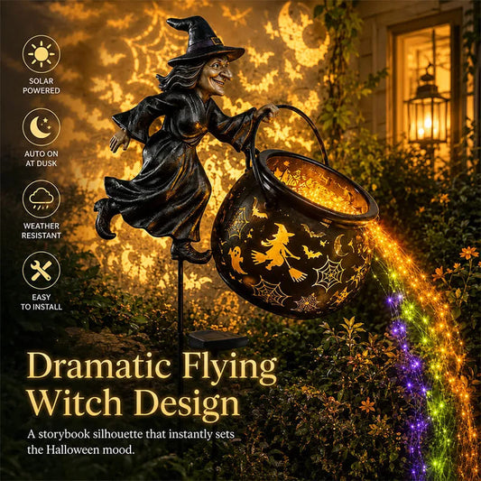 🎉 Halloween Early Bird Sale 60% 🧙‍♀️Halloween Witch Cauldron Solar-powered Garden Light