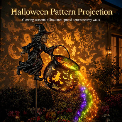 🎉 Halloween Early Bird Sale 60% 🧙‍♀️Halloween Witch Cauldron Solar-powered Garden Light