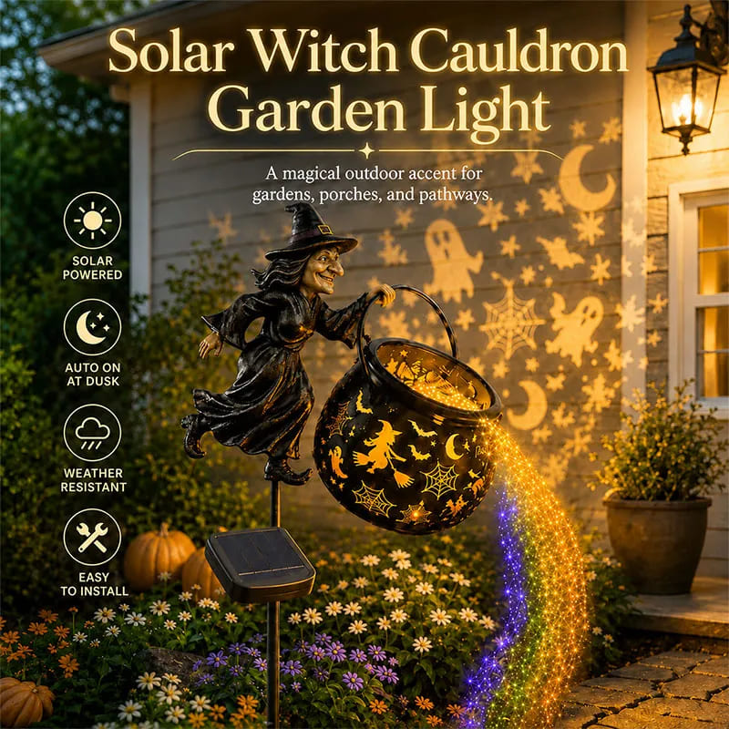 🎉 Halloween Early Bird Sale 60% 🧙‍♀️Halloween Witch Cauldron Solar-powered Garden Light