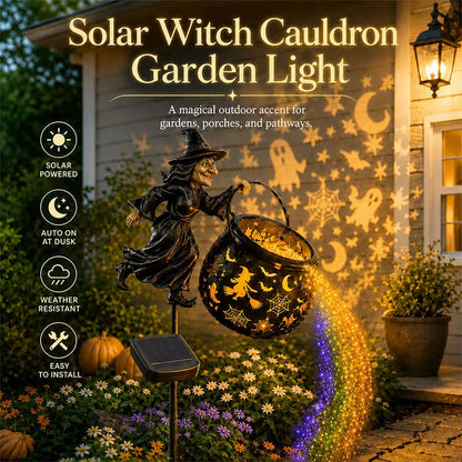 🎉 Halloween Early Bird Sale 60% 🧙‍♀️Halloween Witch Cauldron Solar-powered Garden Light